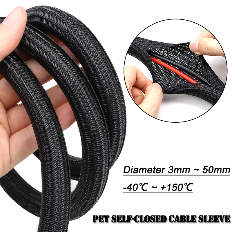 2/10m Black PET Braided Self-C - Cable Sleeve Neoprene recension och pris