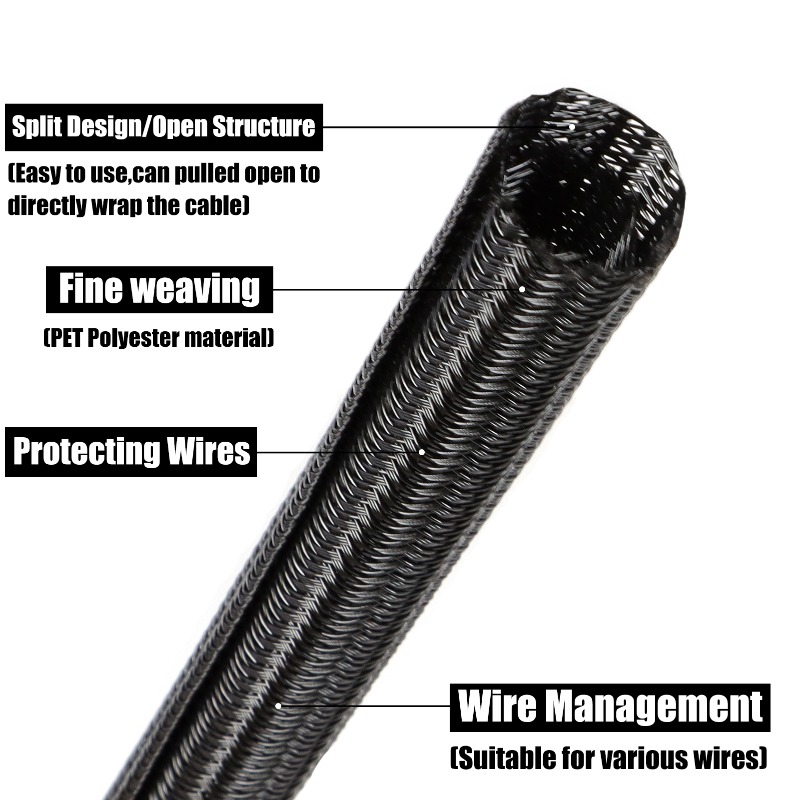 2/10m Black PET Braided Self-C - Cable Sleeve Neoprene recension och pris