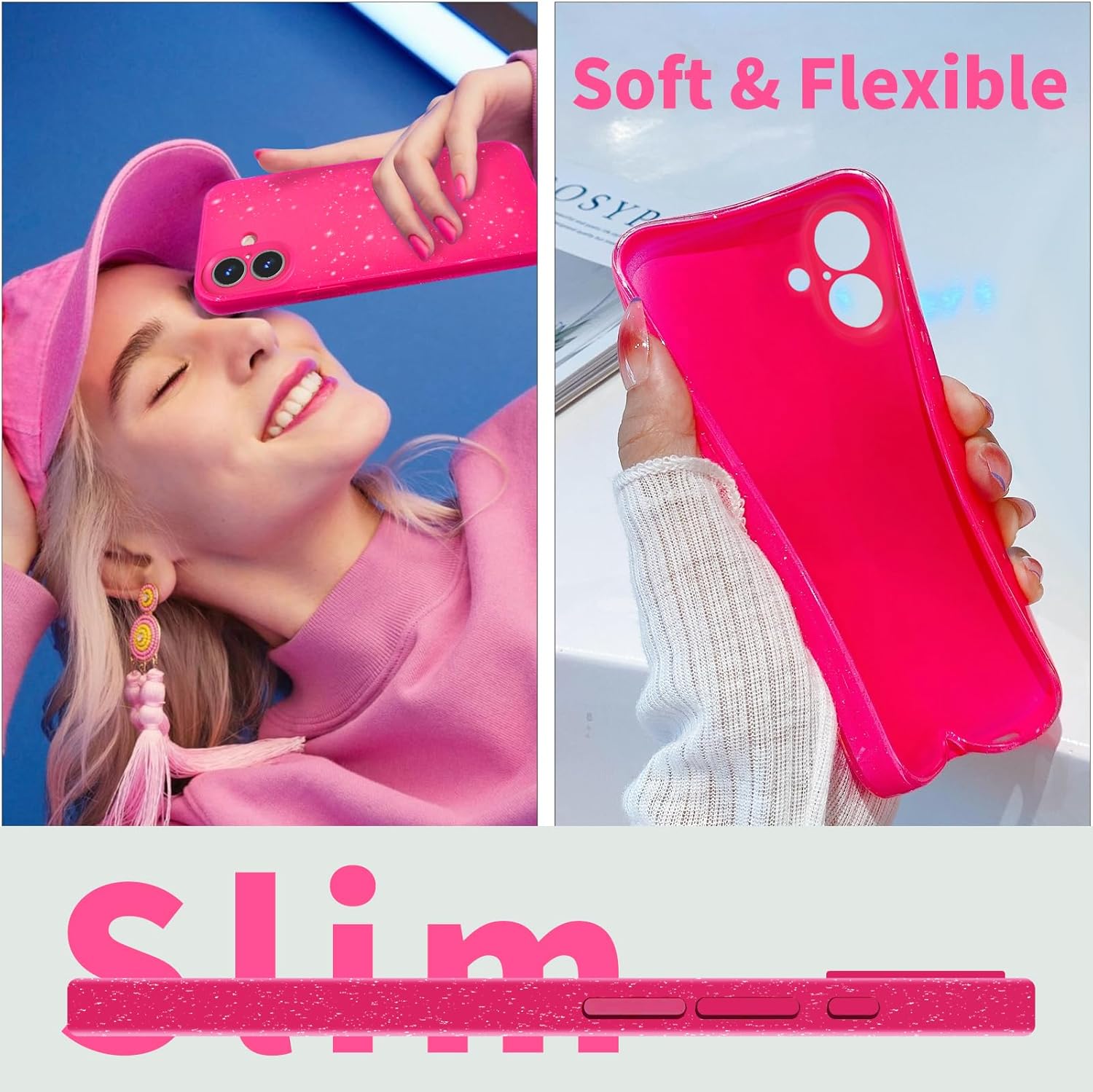 Hot Pink Rose Glitter Case For - Tech Accessories Iphone recension och pris
