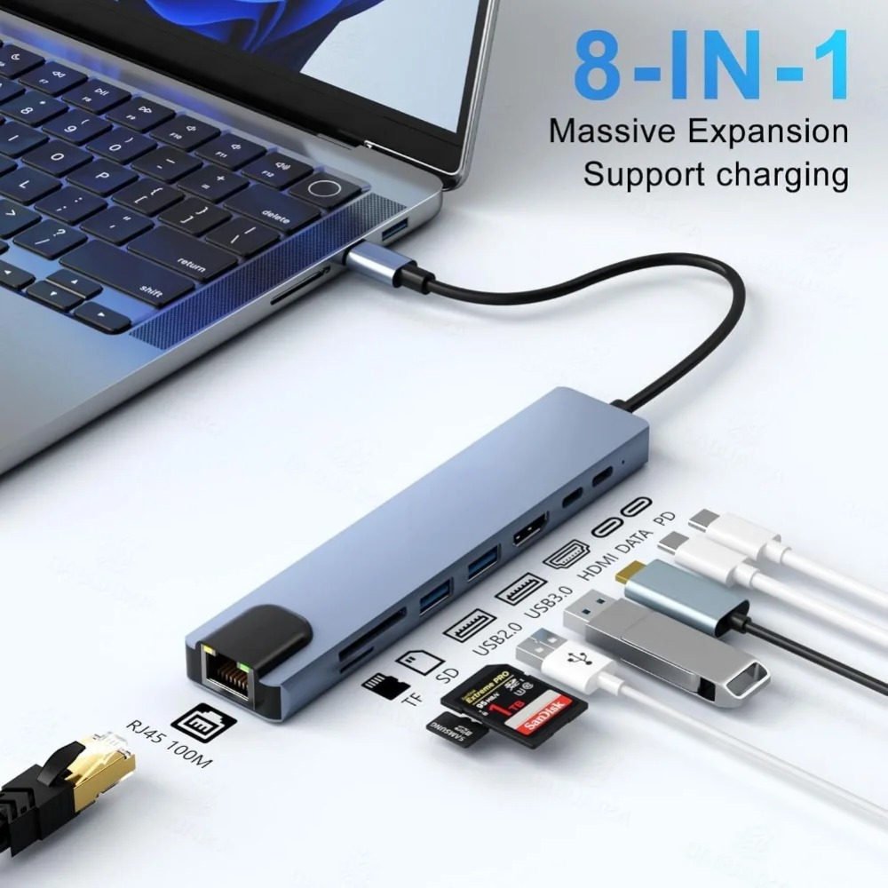 USB C Hub 8/7 in 1 4K HDMI Ada - Usb Hub 7 Port recension och pris